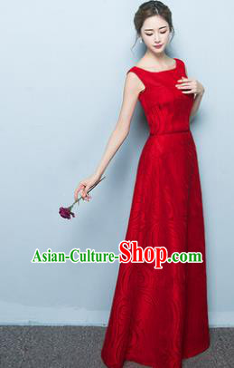 Professional Modern Dance Costume Chorus Group Clothing Bride Wine Red Long Full Dress for Women