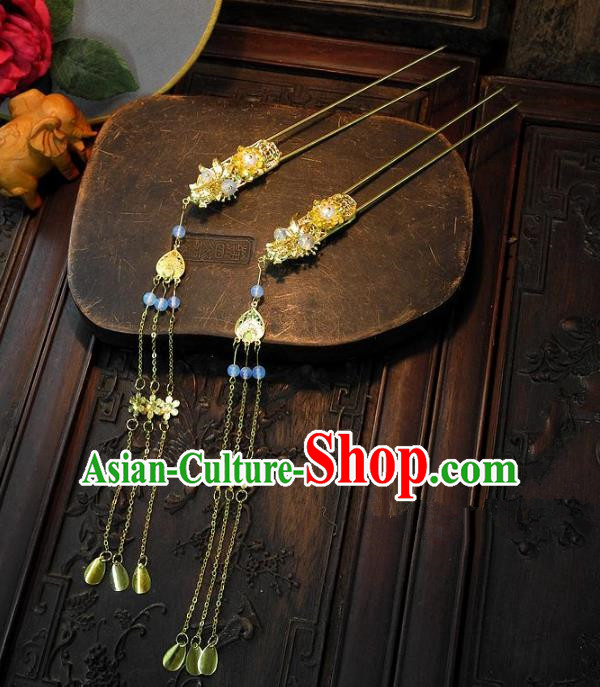 Chinese Handmade Classical Tassel Hairpins Hair Accessories Hair Stick Ancient Bride Headwear for Women