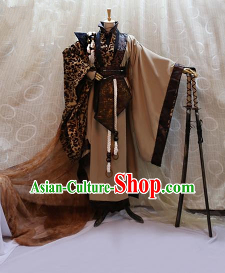 Ancient Traditional China Tang Dynasty Swordsman Knight Costumes Complete Set for Men