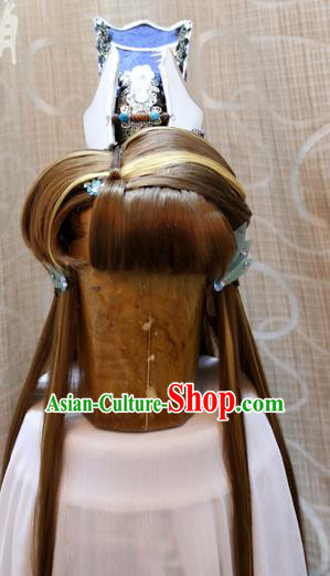 China Ancient Tang Dynasty Cosplay Swordswoman Hair Accessories Wig Sheath