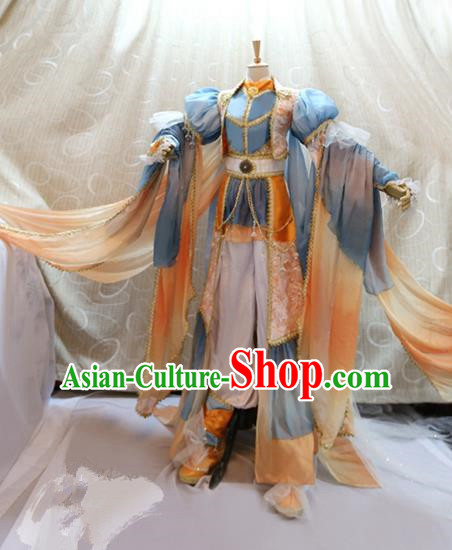 China Ancient Cosplay Swordswoman Clothing Traditional Fairy Blue Dress Clothing for Women