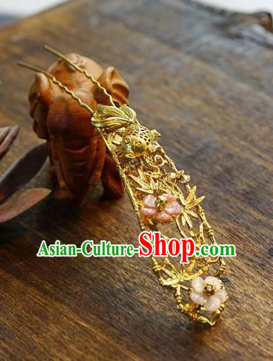 Chinese Handmade Classical Hair Accessories Luxurious Golden Hair Clip Ancient Hairpins for Women