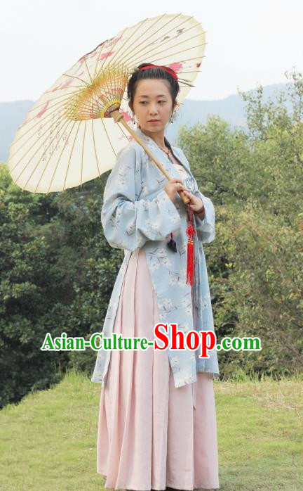 China Ancient  Ming Dynasty Traditional Young Lady Dress Clothing for Women