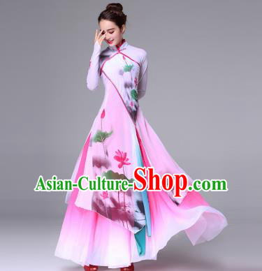 Traditional Chinese Yangge Fan Dance Costume, Folk Yangko Dance Classical Lotus Dance Dress for Women