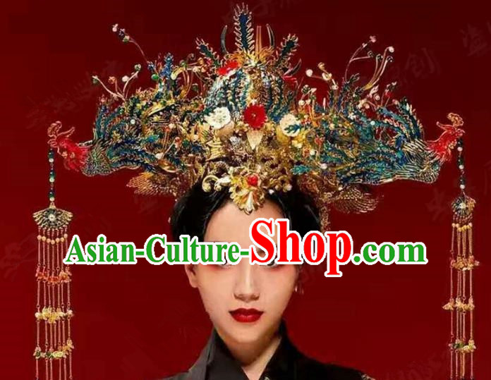 Chinese Handmade Classical Hairpins Ancient Hanfu Luxurious Phoenix Coronet Hair Accessories for Women