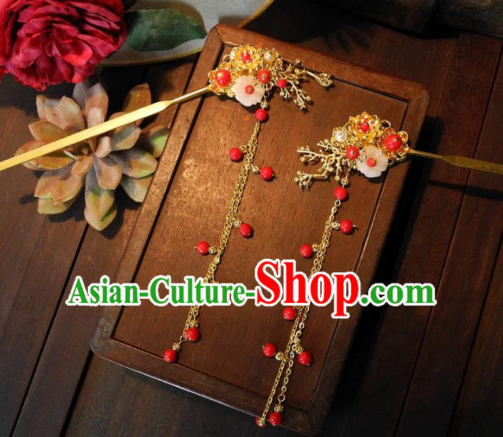 Chinese Handmade Classical Hairpins Ancient Hanfu Tassel Step Shake Hair Accessories for Women