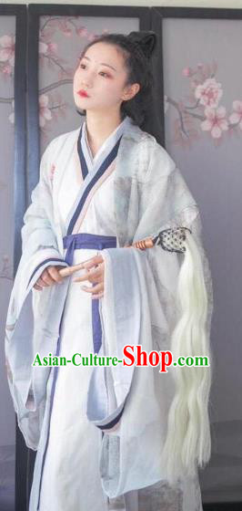 Traditional China Ancient Jin Dynasty Princess Embroidered Costumes Complete Set for Women