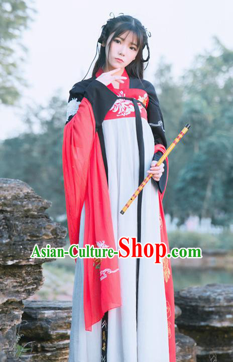 Traditional China Ancient Palace Lady Costume Tang Dynasty Princess Embroidered Dress for Women