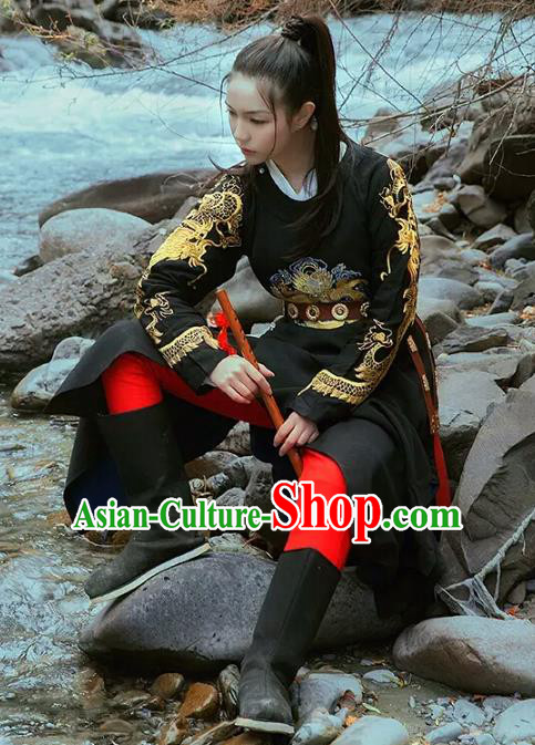 China Ancient Swordswoman Costume Tang Dynasty Imperial Bodyguard Embroidered Clothing for Women