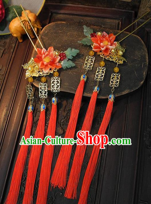 Chinese Handmade Classical Hair Accessories Ancient Hanfu Hairpins Tassel Step Shake Hair Stick for Women