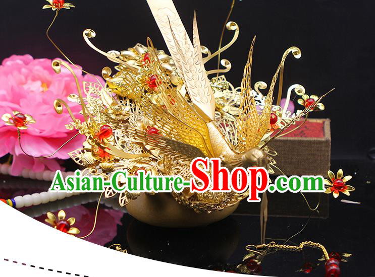 Handmade Chinese Ancient Palace Lady Hair Accessories Hanfu Phoenix Coronet for Women