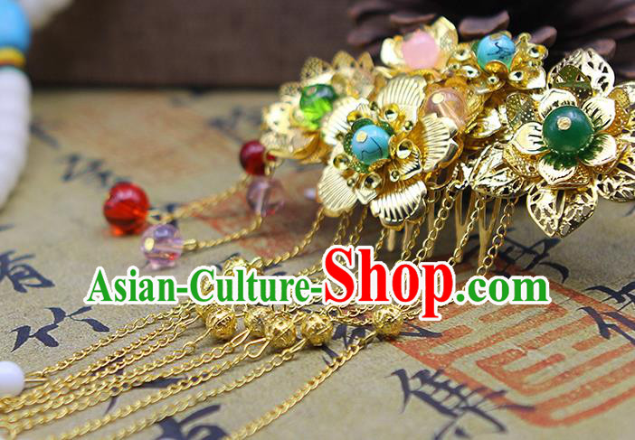 Handmade Chinese Ancient Palace Lady Hair Accessories Hanfu Hairpins Tassel Hair Comb for Women