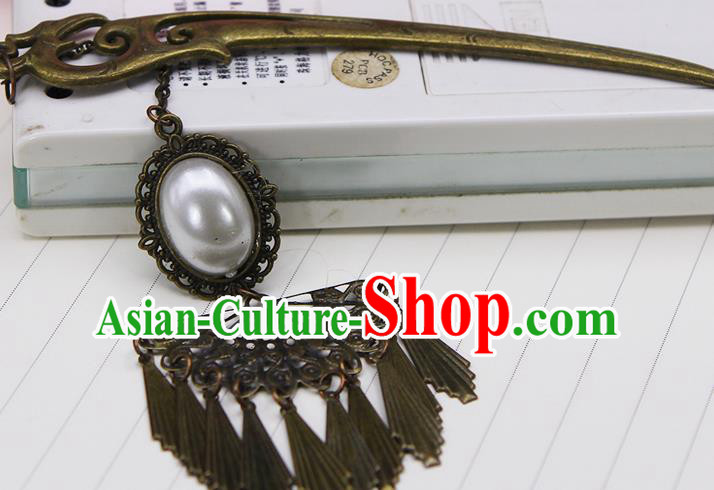 Handmade Chinese Ancient Palace Lady Hair Accessories Hanfu Pearls Tassel Hairpins for Women