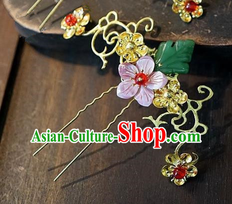 Chinese Handmade Classical Hair Accessories Ancient Hanfu Cloisonne Hairpins Pink Flower Hair Clip for Women