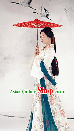 China Ancient Han Dynasty Palace Princess Embroidered Hanfu Costume for Women