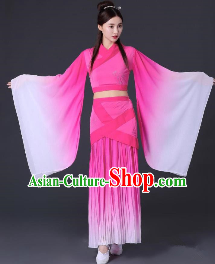 Traditional Chinese Classical Dance Costume, China Classical Folk Dance Pink Dress for Women