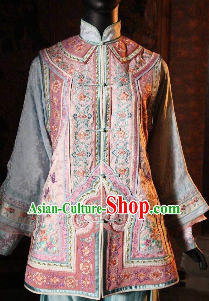 Traditional Chinese Qing Dynasty Manchu Princess Embroidered Costume for Women