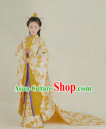 China Ancient Han Dynasty Palace Lady Costume Traditional Princess Hanfu Trailing Dress for Kids