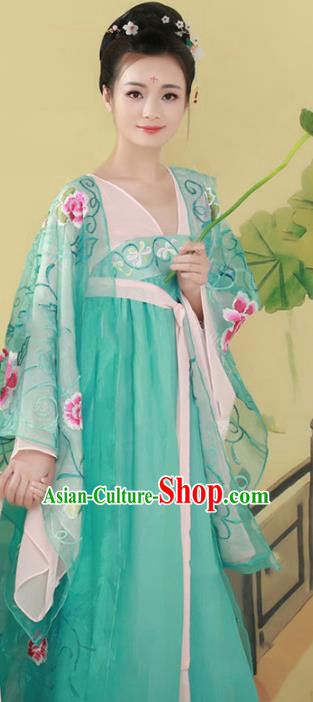 Traditional Chinese Tang Dynasty Palace Lady Embroidered Costume and Headpiece Complete Set for Women