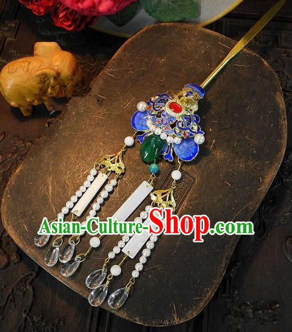 Chinese Handmade Classical Hair Accessories Hairpins Ancient Cloisonne Step Shake Headdress for Women