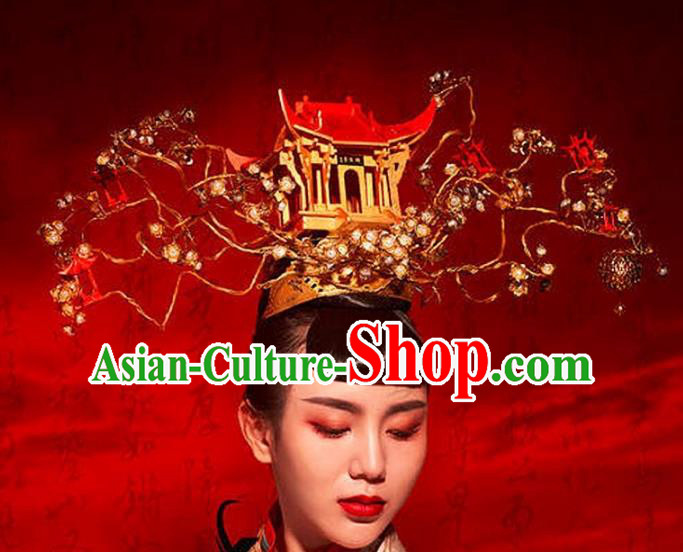 Chinese Handmade Classical Hair Accessories Ancient Wedding Headdress Bride Phoenix Coronet for Women