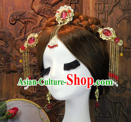 Chinese Handmade Classical Hair Accessories Ancient Wedding Bride Hairpins Complete Set for Women
