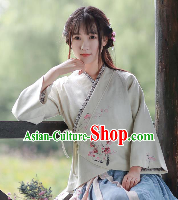 Traditional Chinese National Costume Embroidered Blouse Tang Suit Hanfu Shirts for Women