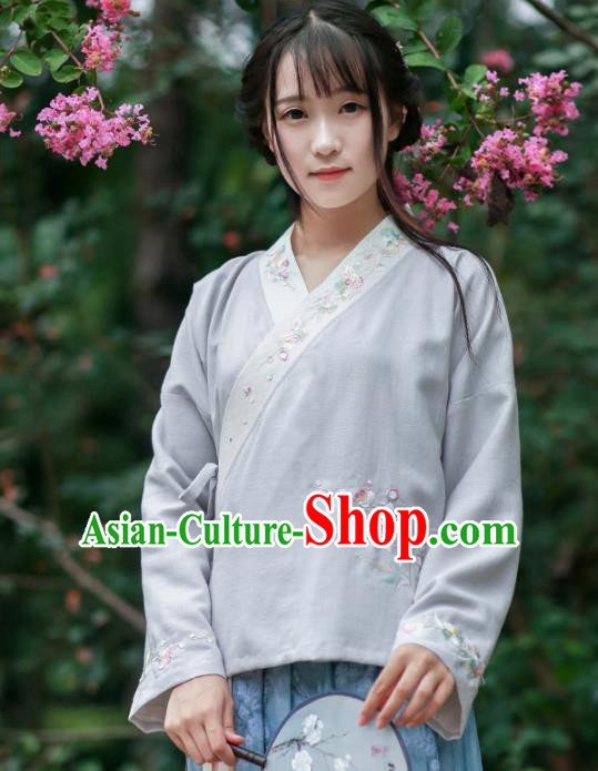 Traditional Chinese National Costume Embroidered Cheongsam Blouse Tang Suit Hanfu Shirts for Women