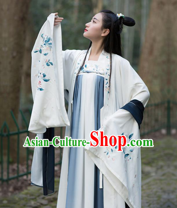 Traditional Chinese Ancient Jin Dynasty Princess Costume Embroidered Hanfu Cardigan for Women