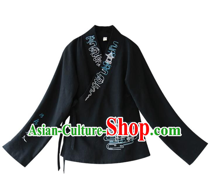Traditional Chinese National Costume Embroidered Shirts Hanfu Blouse for Women