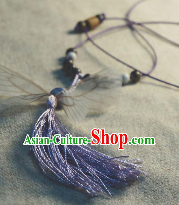 Traditional Chinese Pendant Accessories Purple Tassel Necklace for Women