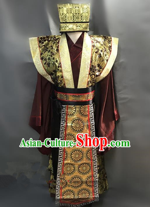Traditional Chinese Stage Performance Costume Ancient Han Dynasty Minister Clothing for Men