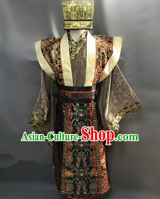 Traditional Chinese Stage Performance Costume Ancient Three Kingdoms Period Minister Clothing for Men