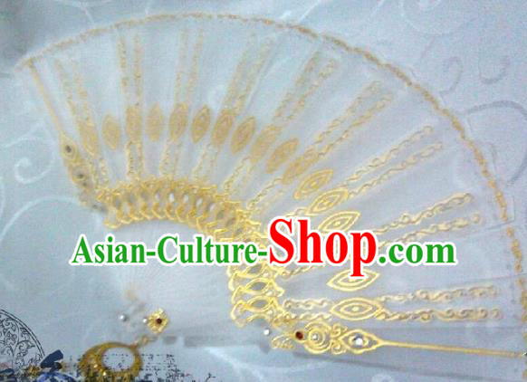 Traditional China Ancient Cosplay Swordsman Palace Lace Fans for Women