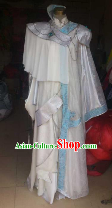 Traditional China Ancient Cosplay Palace Lady Costume Princess White Dress for Women