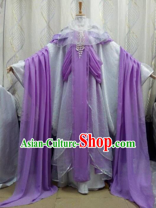Traditional China Ancient Cosplay Palace Lady Costume Princess Hanfu Purple Dress Clothing for Women