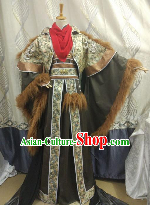China Ancient Cosplay Swordsman Costume King Fancy Dress Traditional Hanfu Clothing for Men