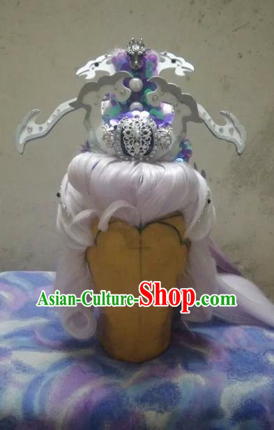 Traditional China Ancient Cosplay Nobility Childe Hair Accessories Wig and Hairdo Crown for Men