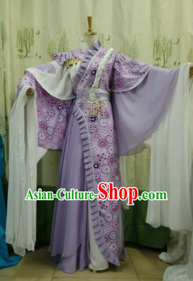 China Ancient Cosplay Palace Lady Halloween Costume Traditional Fairy Hanfu Purple Dress for Women