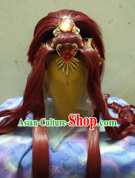 Traditional China Ancient Cosplay Nobility Lady Hair Accessories Wig and Headwear for Women