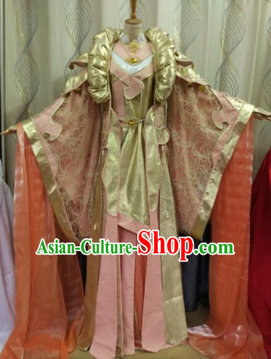 China Ancient Cosplay Palace Lady Costume Traditional Halloween Fairy Hanfu Pink Dress for Women