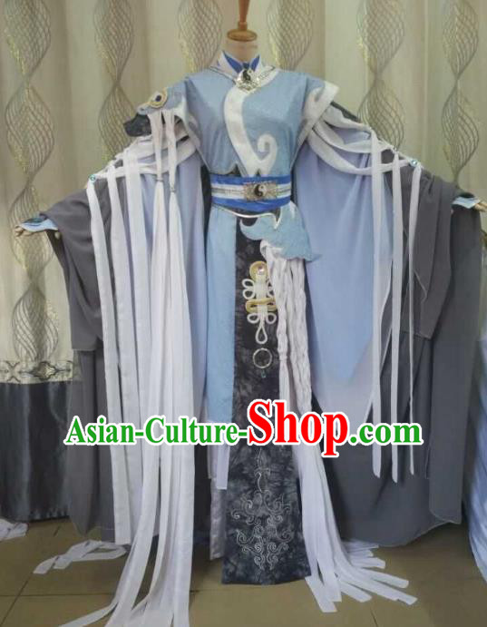 Traditional China Ancient Cosplay Taoist Priest Costume Halloween Swordsman Clothing for Men