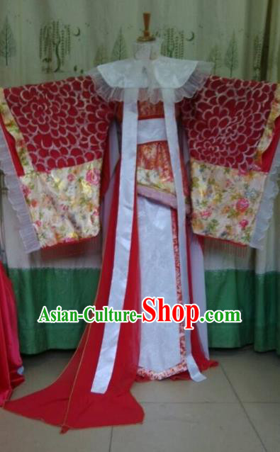 China Ancient Cosplay Halloween Palace Lady Costume Traditional Queen Hanfu Dress for Women
