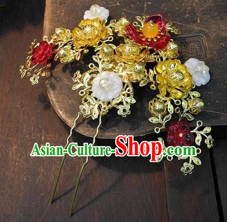Chinese Handmade Classical Hair Accessories Wedding Hair Clip Ancient Hanfu Copper Hairpins for Women