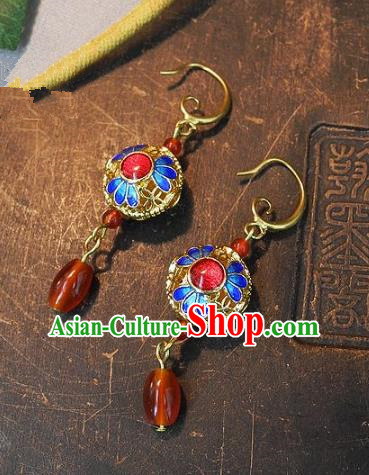 Asian Chinese Traditional Handmade Jewelry Accessories Palace Lady Cloisonne Earrings for Women