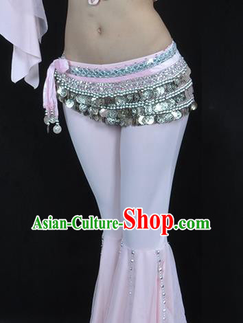 Asian Indian Belly Dance Argent Paillette Waistband Accessories India National Dance Pink Belts for Women