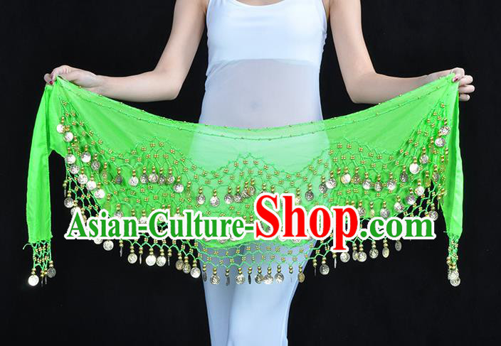 Asian Indian Belly Dance Light Green Silk Waistband Accessories India Raks Sharki Belts for Women