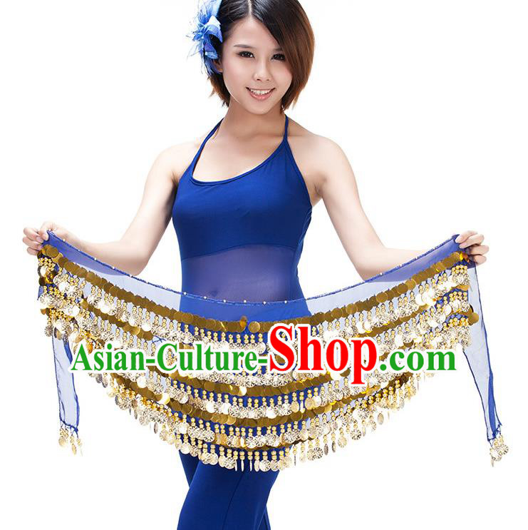 Asian Indian Belly Dance Paillette Waist Chain Royalblue Waistband India Raks Sharki Belts for Women