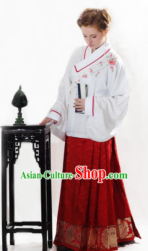 China Ancient Palace Lady Costume Ming Dynasty Dowager Blouse and Horse-face Skirts for Women