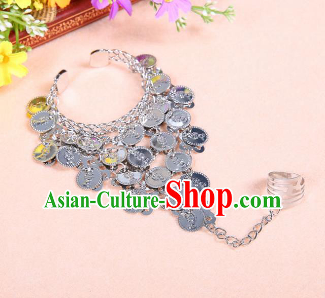 Asian Indian Belly Dance Accessories India National Dance Bangle with Ring for Women